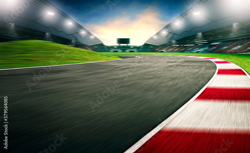 Evening scene asphalt international race track, digital imaging recomposition background. © Image Craft