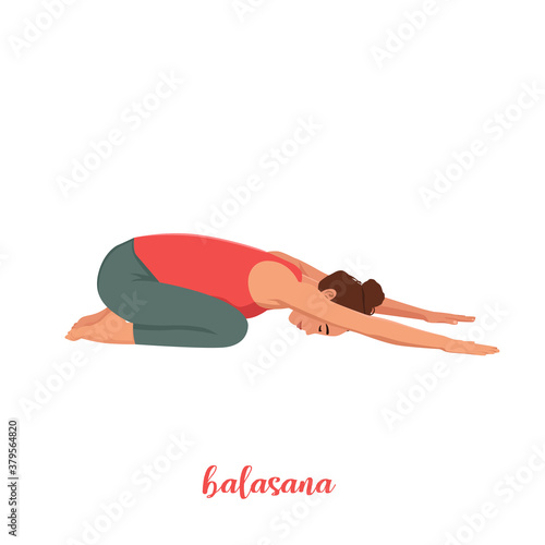 Art & IllustrationWomen silhouette. woman doing yoga pose. Balasana. Vector illustration photo