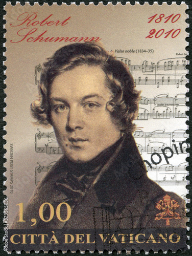 VATICAN - 2010: shows Robert Schumann (1810-1856), composer and virtuoso pianist, The 200th Anniversary of the Birth, 2010