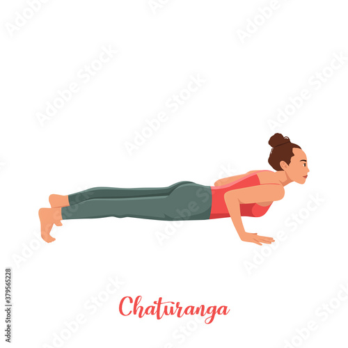 yoga pose. Vector illustration. chaturanga pose