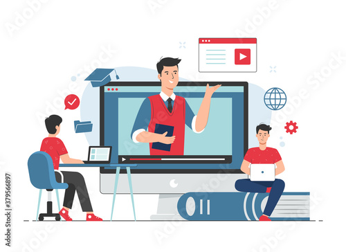Online education, online courses and tutorials concept