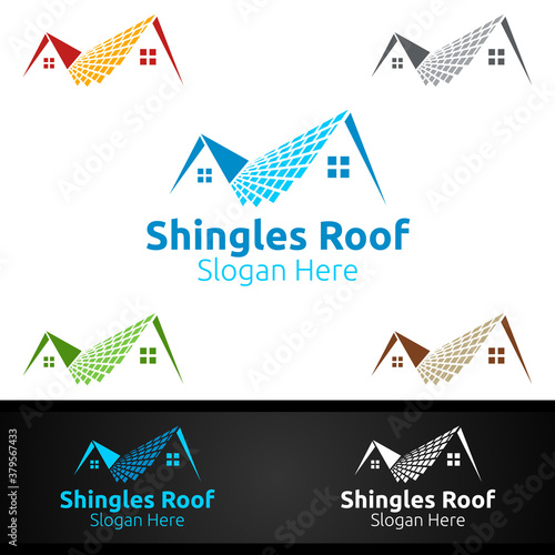 Shingles Roofing Logo for Property Roof Real Estate or Handyman Architecture