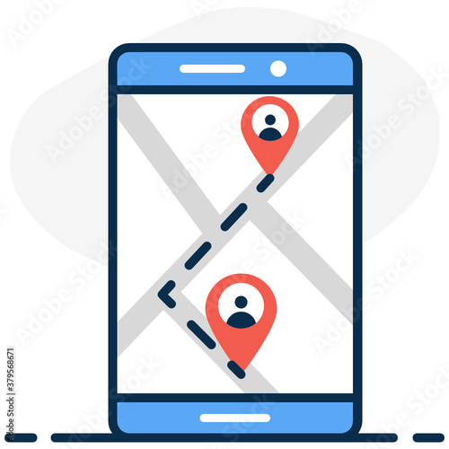 
Map markers inside smartphone, location finder icon
