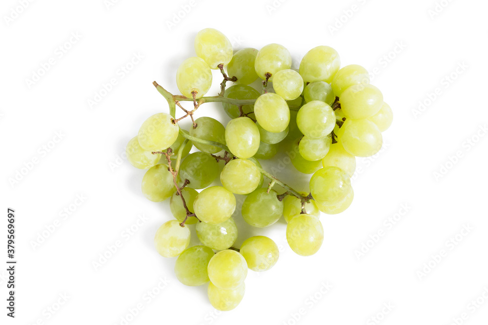 Green grapes on white