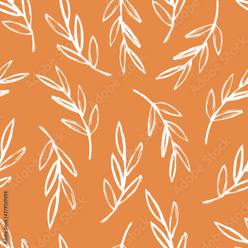 Ehthic boho style vector seamless pattern with floral branch 
