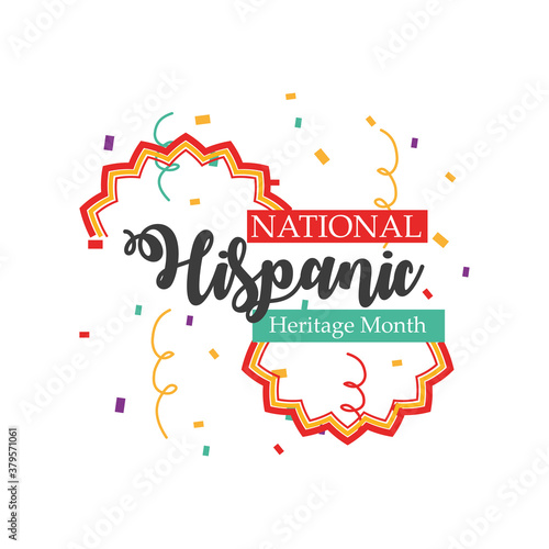 national hispanic heritage month with confetti vector design