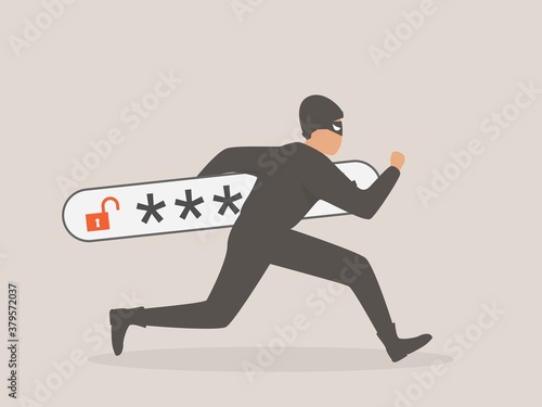 Thief. Hacker stealing sensitive data as passwords