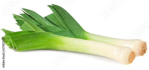 leek isolated on white background. with clipping path. full depth of field photo