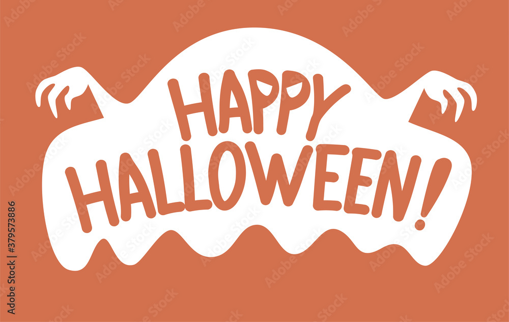 Happy halloween message with ghost concept.Vector happy halloween illustration from halloween collection. Happy halloween message with ghost concept.Vector happy halloween illustration from halloween collection.