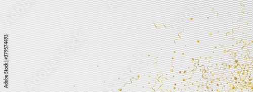 Gold Confetti Fun Vector Panoramic Transparent 