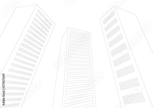ビル マンション 構造 高層 街 都市 線画 線 ベクター 素材 AI eps JPEG 画像