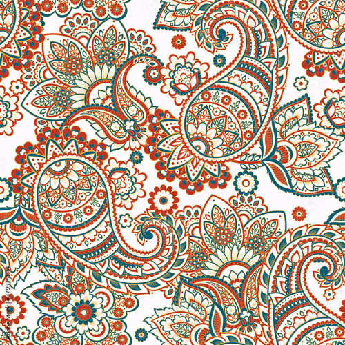 Floral Paisley seamless vector pattern. Vintage background in batik style