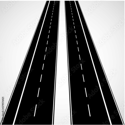 Straight Road With White Lines and Dashed Lines . Highway vector