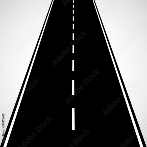 Straight Road With White Lines and Dashed Lines . Highway vector