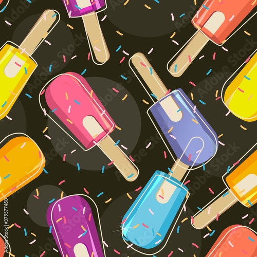 ice cream popsicles seamless pattern