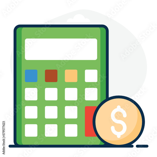 
A trendy icon of ROI calculator, return on investment calculations 
