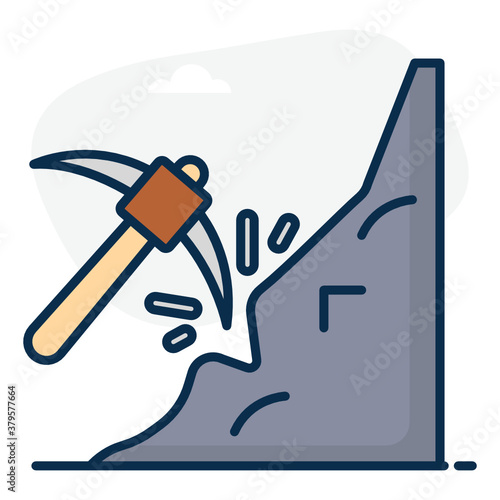 
The process or industry of obtaining coal or other minerals from a mine, editable icon of mining 
