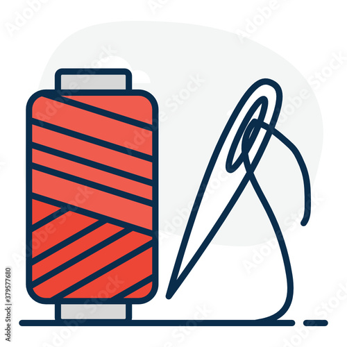 
Threadwork icon in editable style, spool with needle 
