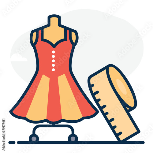 
An icon design of designer dress, editable flat vector 
