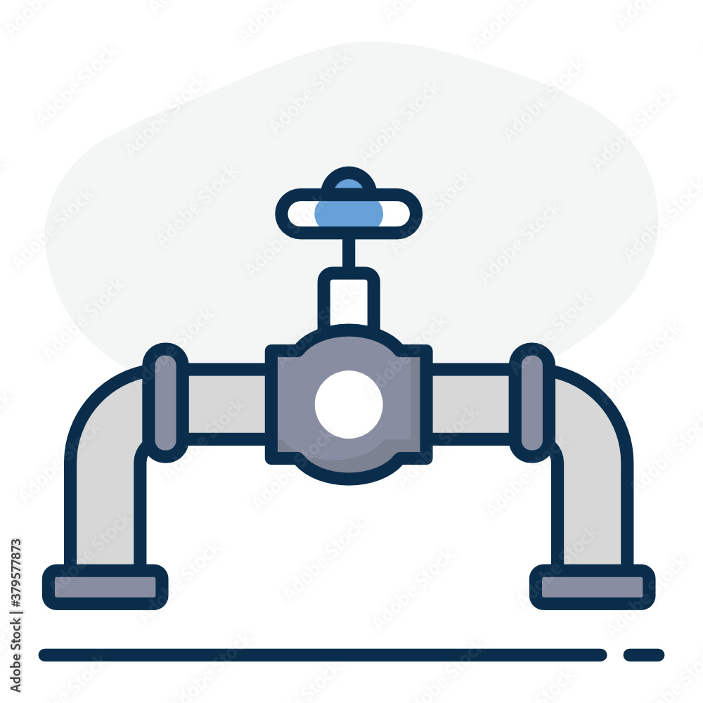 
Pipes used to convey water, pipeline flat icon style 
