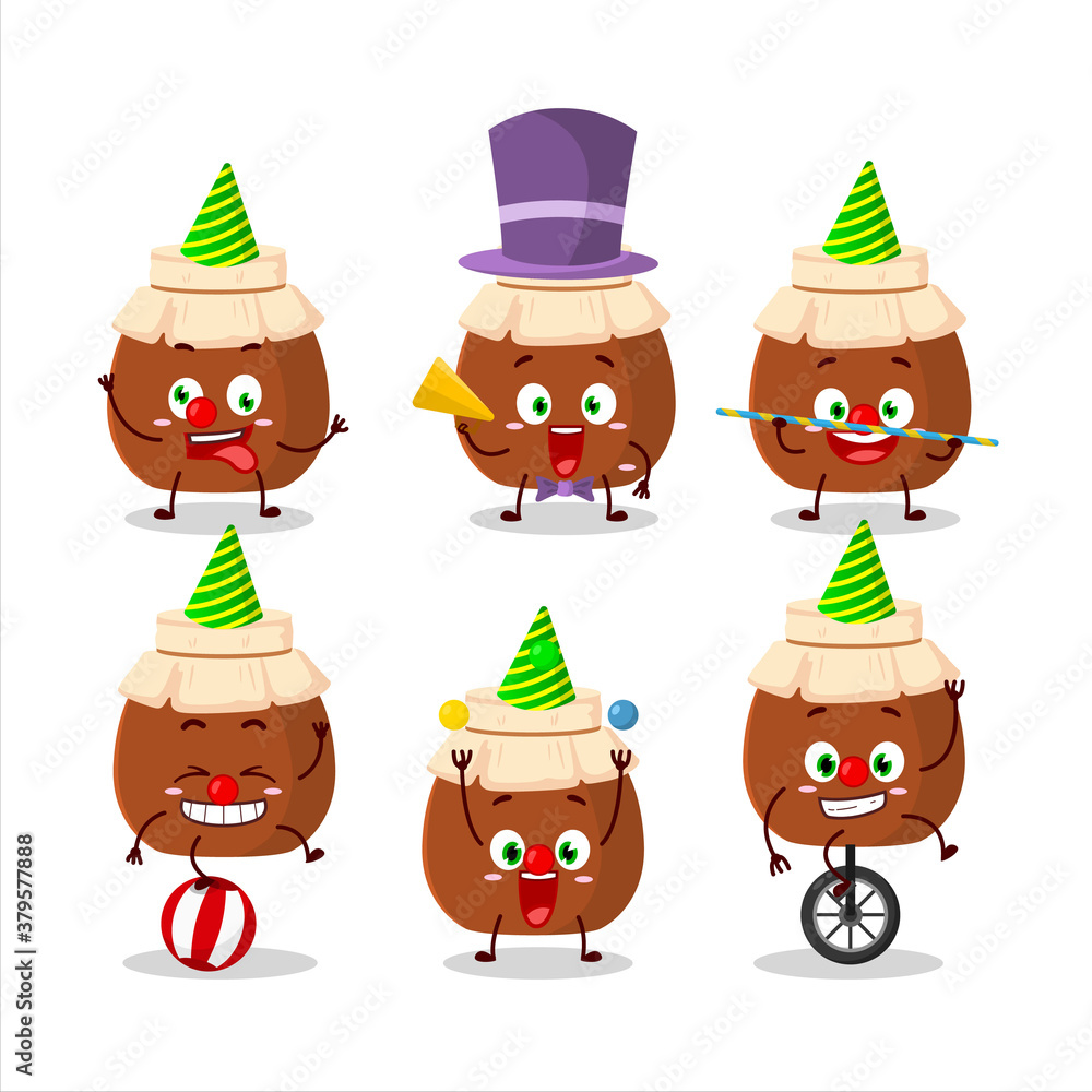 Cartoon character of brown honey ja with various circus shows Cartoon character of brown honey ja with various circus shows