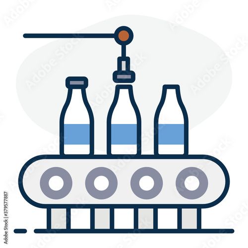 
Dairy production process, material handling flat icon 
