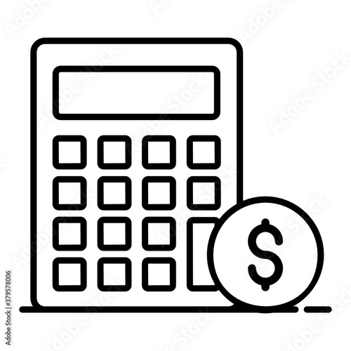 
A trendy icon of ROI calculator, return on investment calculations 
