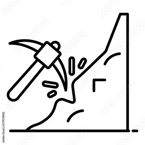 
The process or industry of obtaining coal or other minerals from a mine, editable icon of mining 
