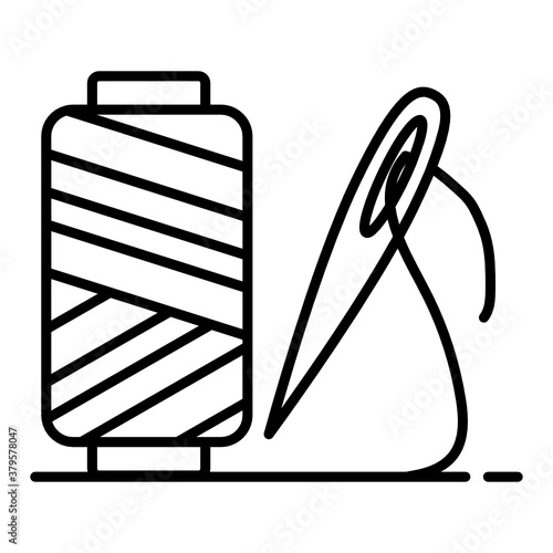 
Threadwork icon in editable style, spool with needle 
