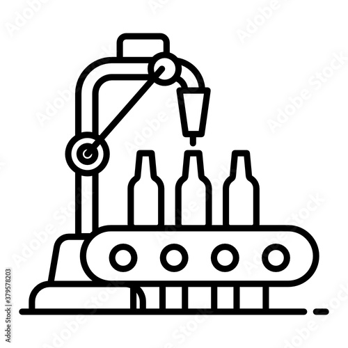 Bottling plant vector in modern flat style, logistic conveyor 
