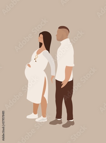 Young married couple husband pregnant wife