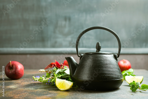 teapot and herb