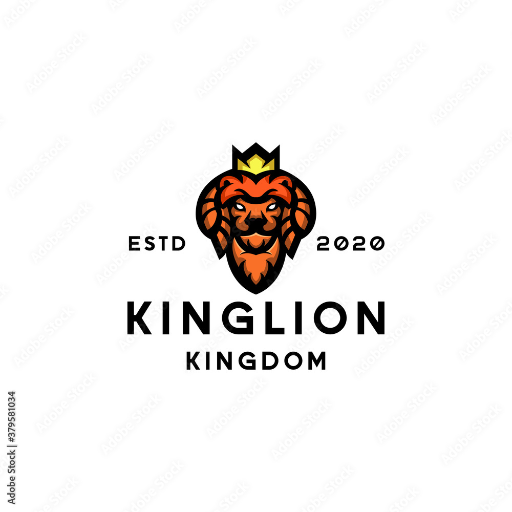 King Lion logo design Vector