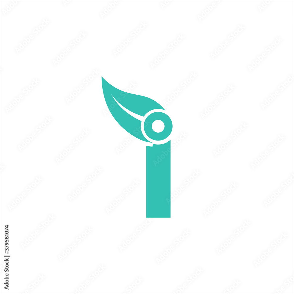 Nature Tech letter I logo design vector template Nature Tech letter I logo design vector template