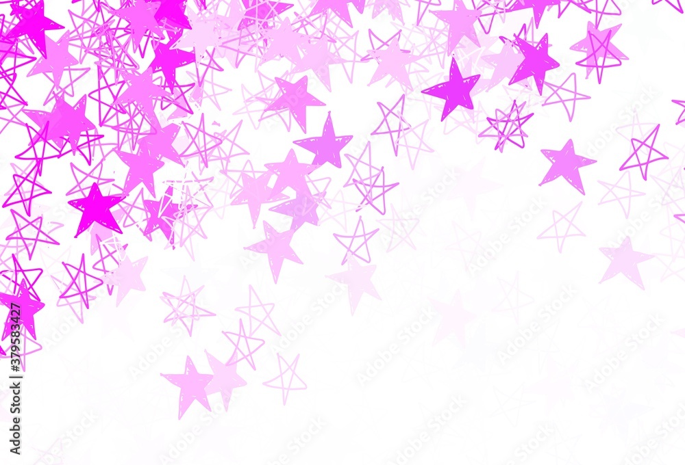 Light Pink vector backdrop with small and big stars.