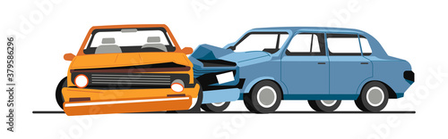 Traffic collision of cars, road accident of vehicles