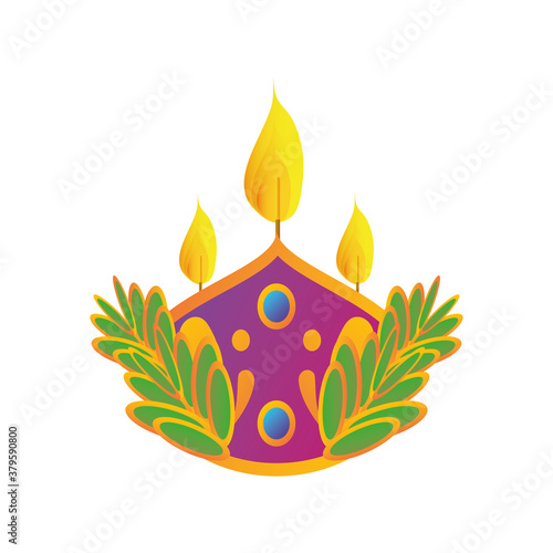 candle decorative element in white background