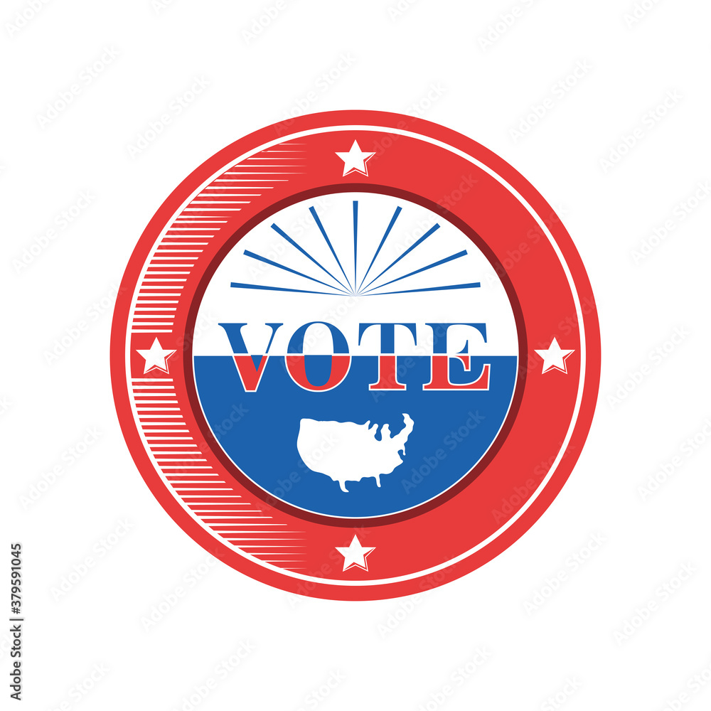 usa vote seal stamp with map detailed style icon vector design usa vote seal stamp with map detailed style icon vector design