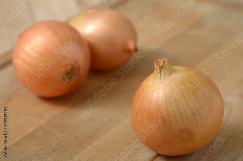 onions on a wooden table