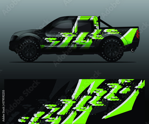 truck and vehicle Graphic vector. Racing background for vinyl wrap and decal