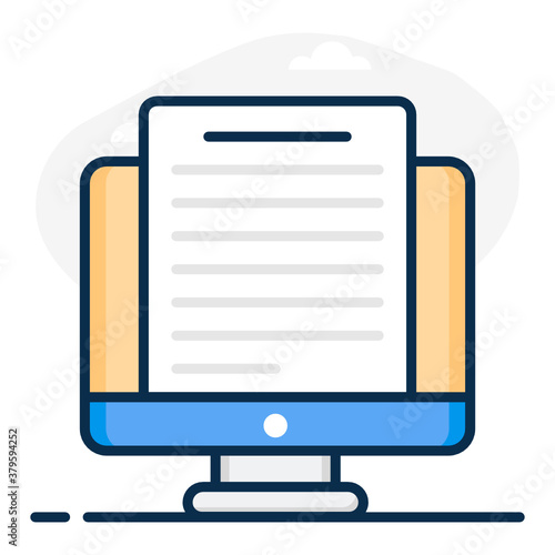 
Document inside desktop monitor denoting concept of thesis icon
