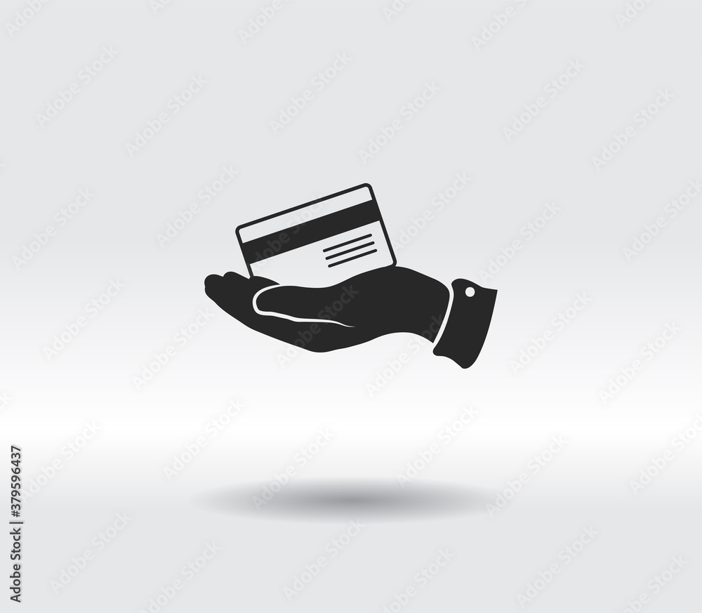 Bank credit card with hand, vector illustration. Flat design style Bank credit card with hand, vector illustration. Flat design style