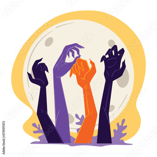 Zombie apocalypse, undead things raising from graves