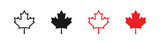 Maple leaf set vector icon. Canada flag logo element, isolated