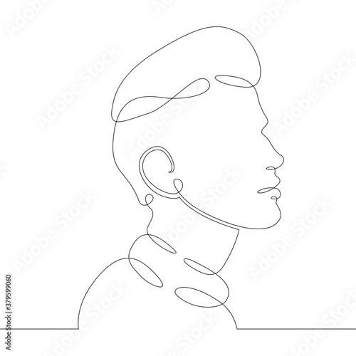  line logo young man portrait profile head bust side view