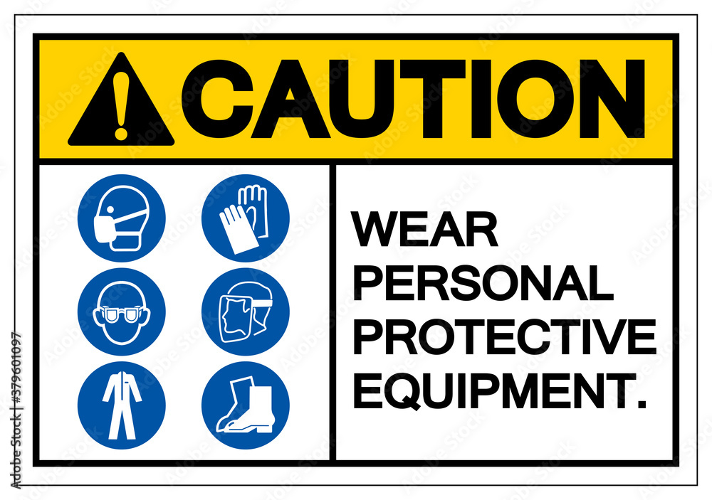 Caution Personal Protective Equipment Symbol Sign ,Vector Illustration, Isolate On White Background Label. EPS10 Caution Personal Protective Equipment Symbol Sign ,Vector Illustration, Isolate On White Background Label. EPS10