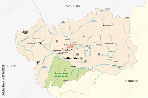 vector map of the autonomous Italian region of Aosta Valley, Italy photo