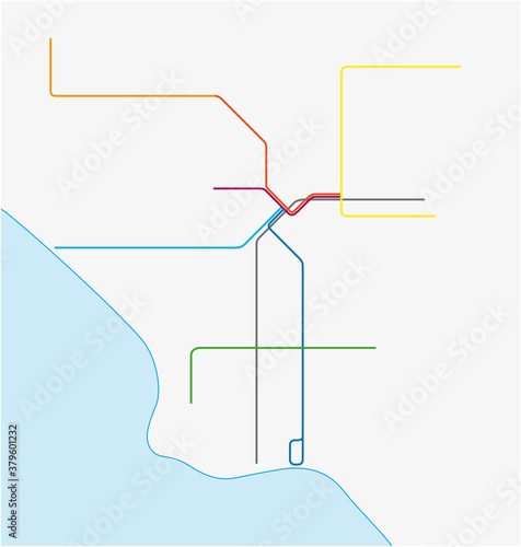 los angeles metro vector map, California, United States