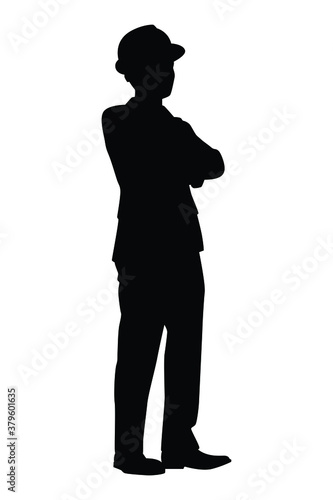 Standing engineer silhouette vector
