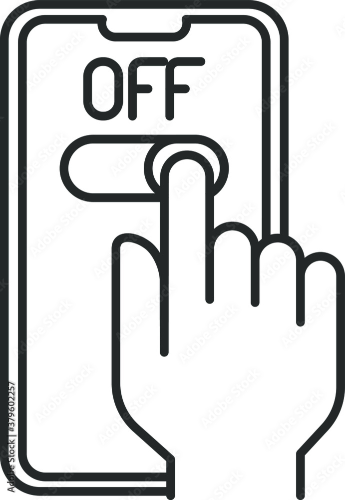 line icon, turn off the phone, button slider, hand line icon, turn off the phone, button slider, hand